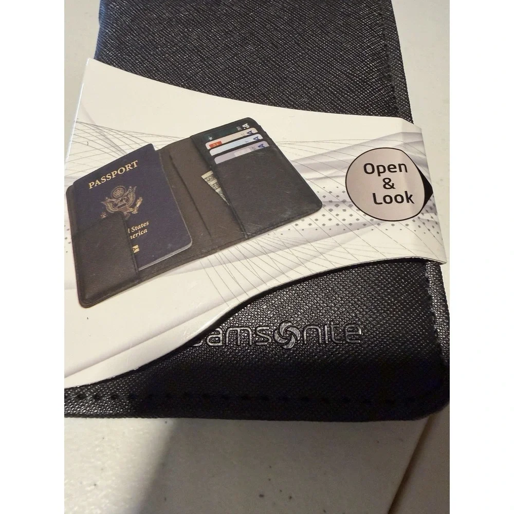 Samsonite Black RFID Passport Wallet Cover Travel Credit Cards